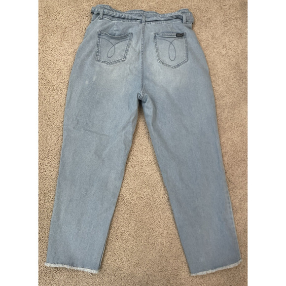 Vintage Calvin Klein Jeans Womens 32 Blue Denim Baggy High Rise‎ 90s w/ belt y2K - Picture 9 of 11
